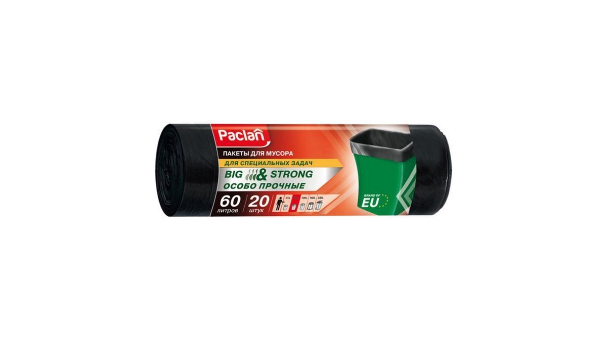 Paclan, пакеты для мусора paclan 20шт. 60л, шт.