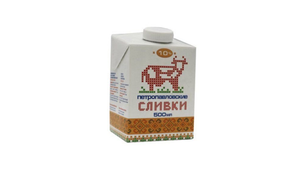 Сливки ПЕТРОПАВЛОВСКИЕ 10% 500мл т/п