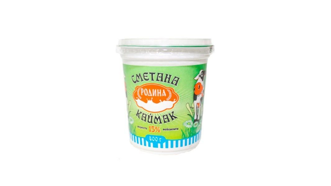 Сметана Родина 15%, 400 г пластиковый стакан