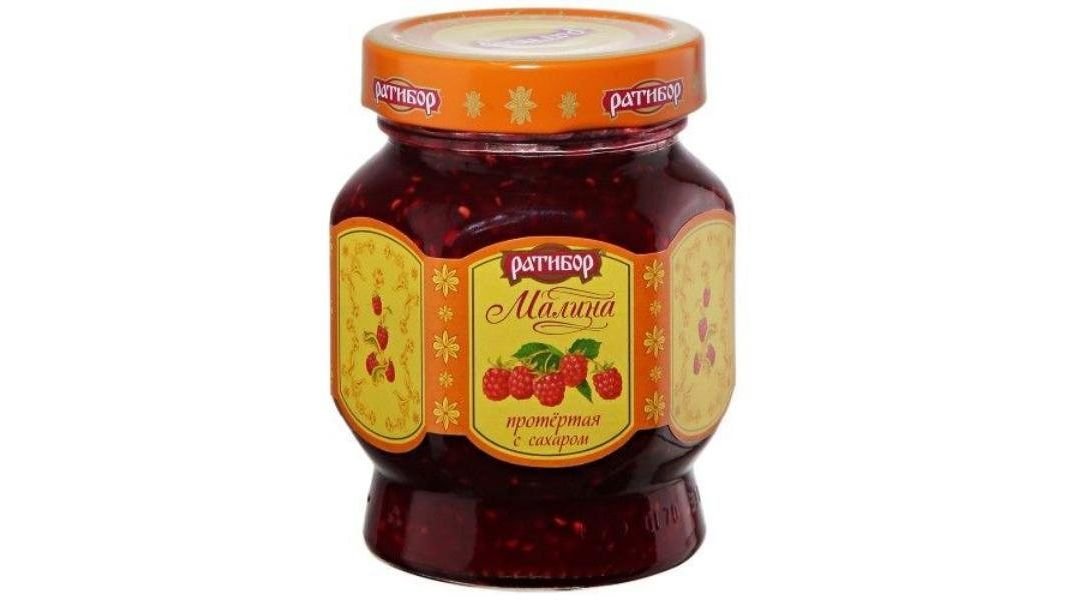 Малина РАТИБОР Протертая с сахаром 365г с/б