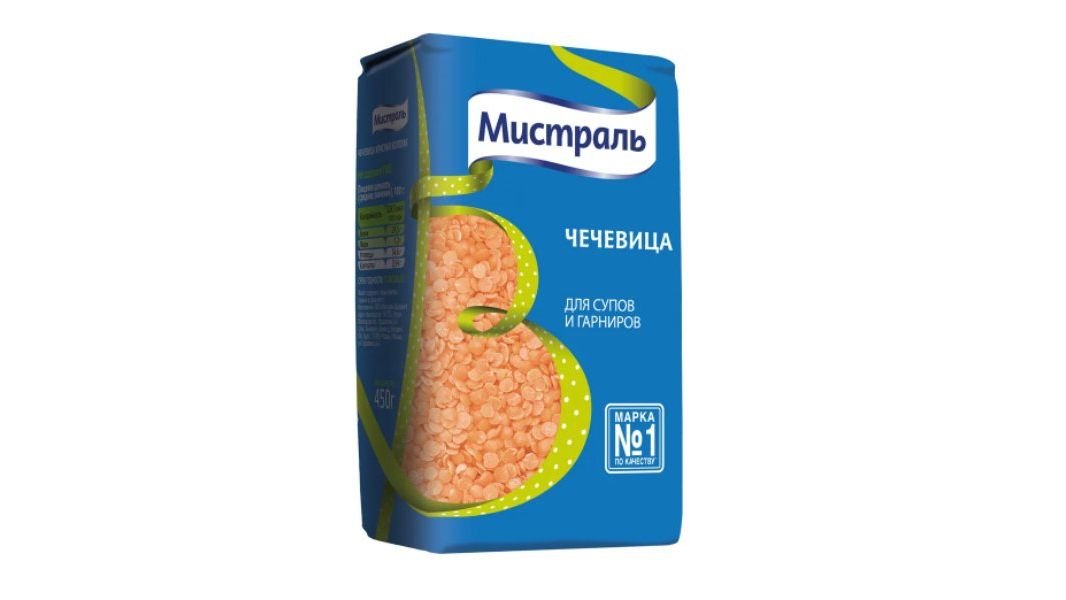 Чечевица МИСТРАЛЬ для супов и гарниров 450г м/у