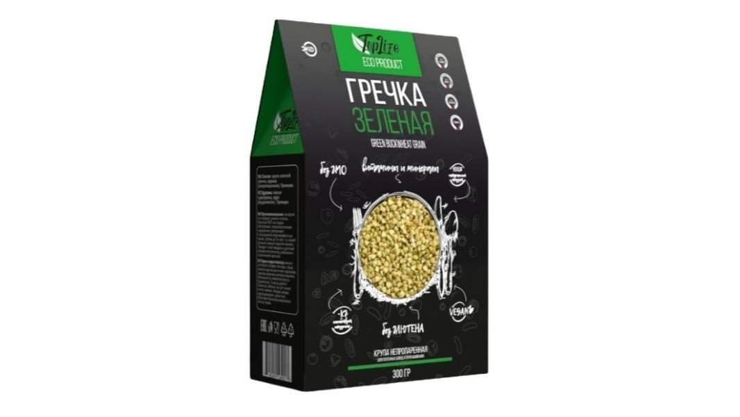 Крупа Toplife зеленая гречка 300г