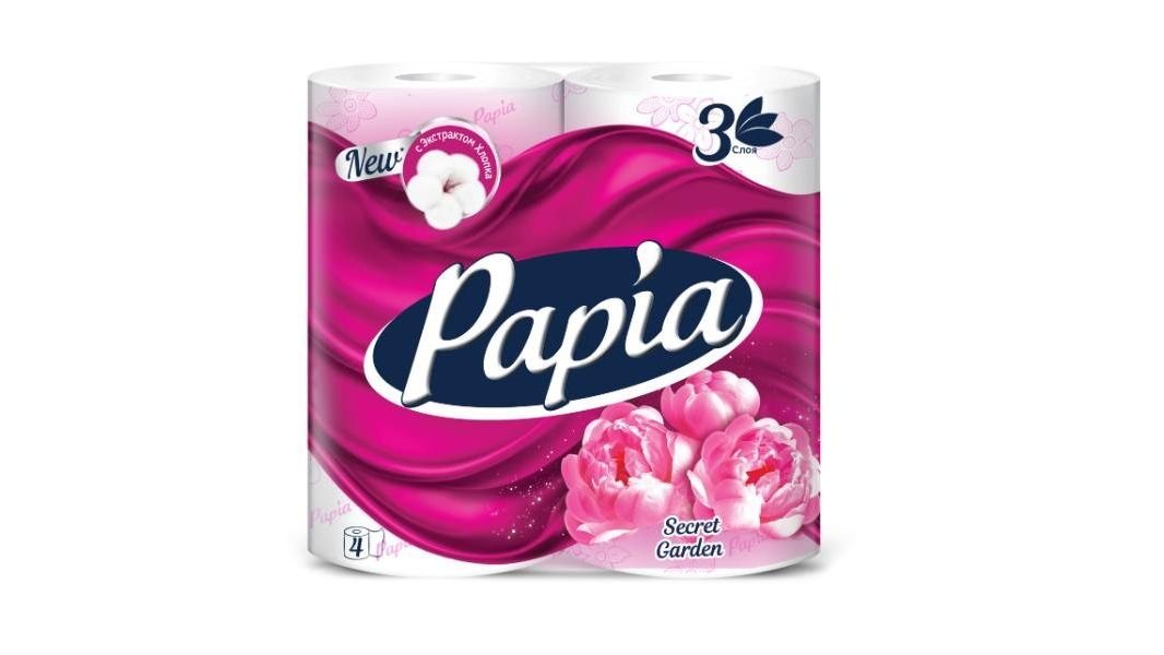 Бумага туалетная Papia Secret Garden 3сл 4рул