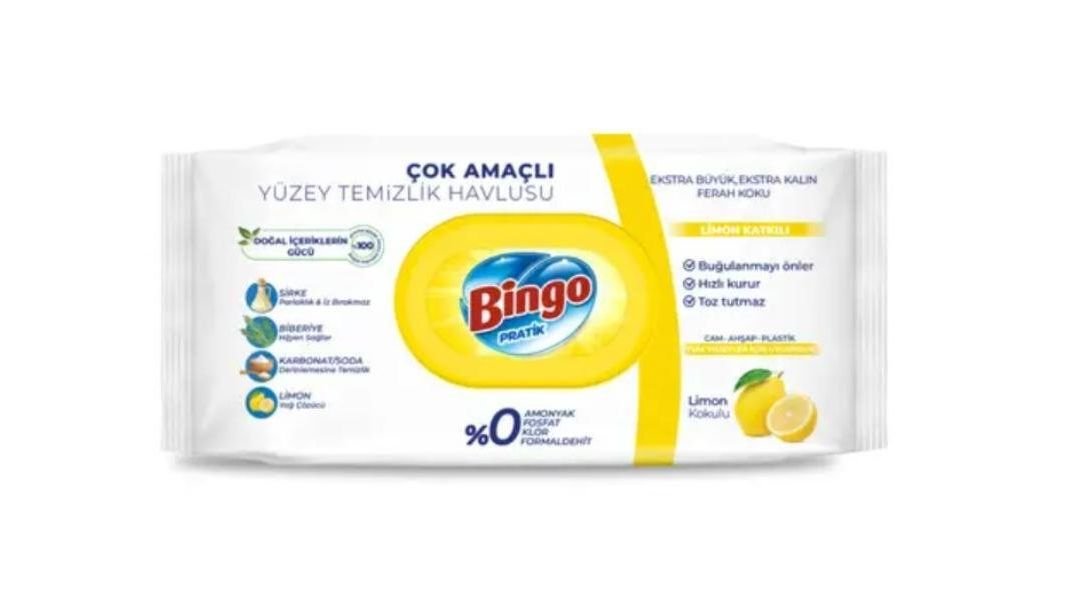 Салфетки влажные Bingo д/уборки лимон 96шт