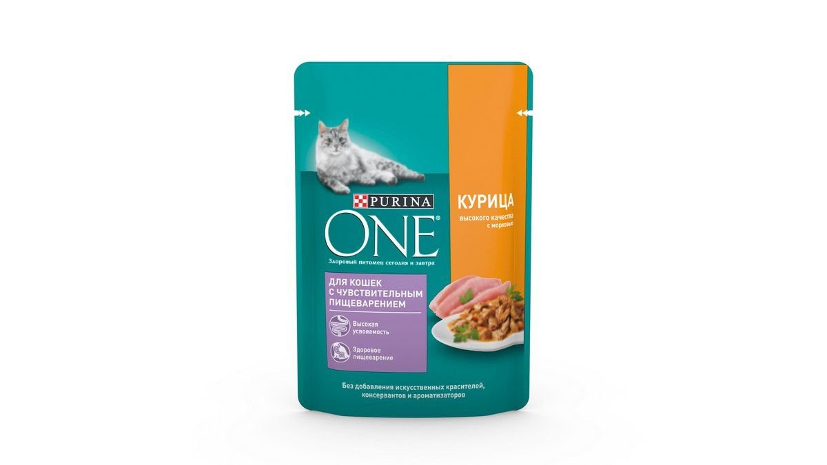 Корм для чувствительных кошек Purina One с курицей 75 г
