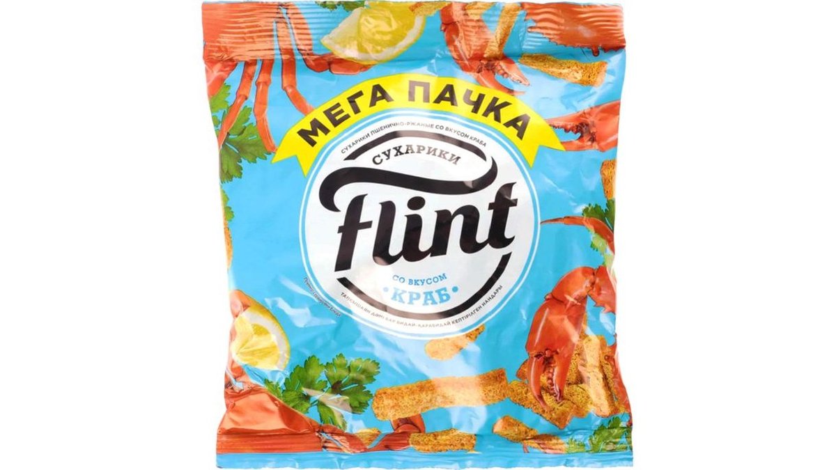 Сухарики FLINT Пшенично-ржаные Краб 100 г м/у КАЗАХСТАН
