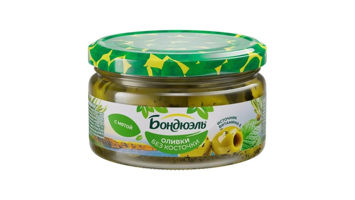 Оливки Bonduelle без косточки с мятой 250 мл