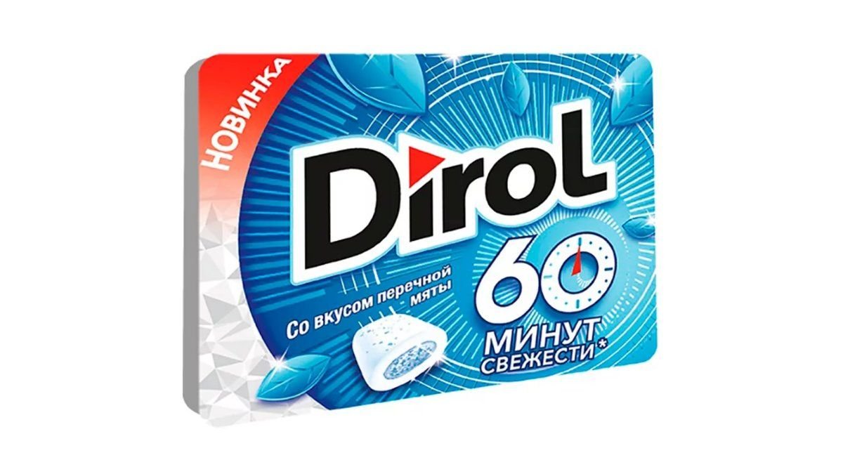 Жевательная резинка DIROL Без сахара Перечная мята 60 минут 19,5г