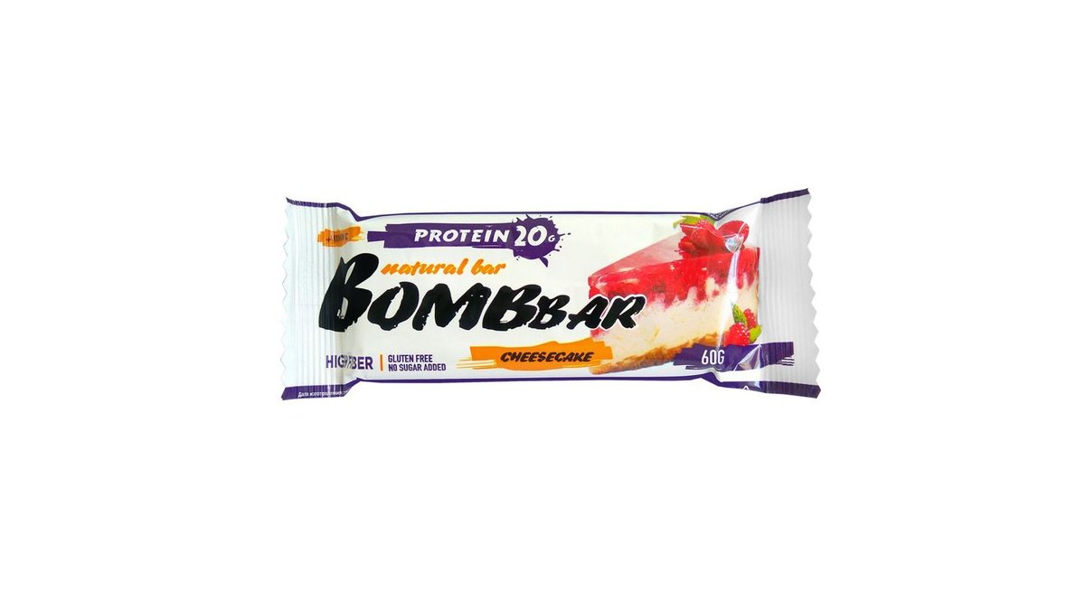 Батончик Bombbar малиновый чизкейк 60гр м/у