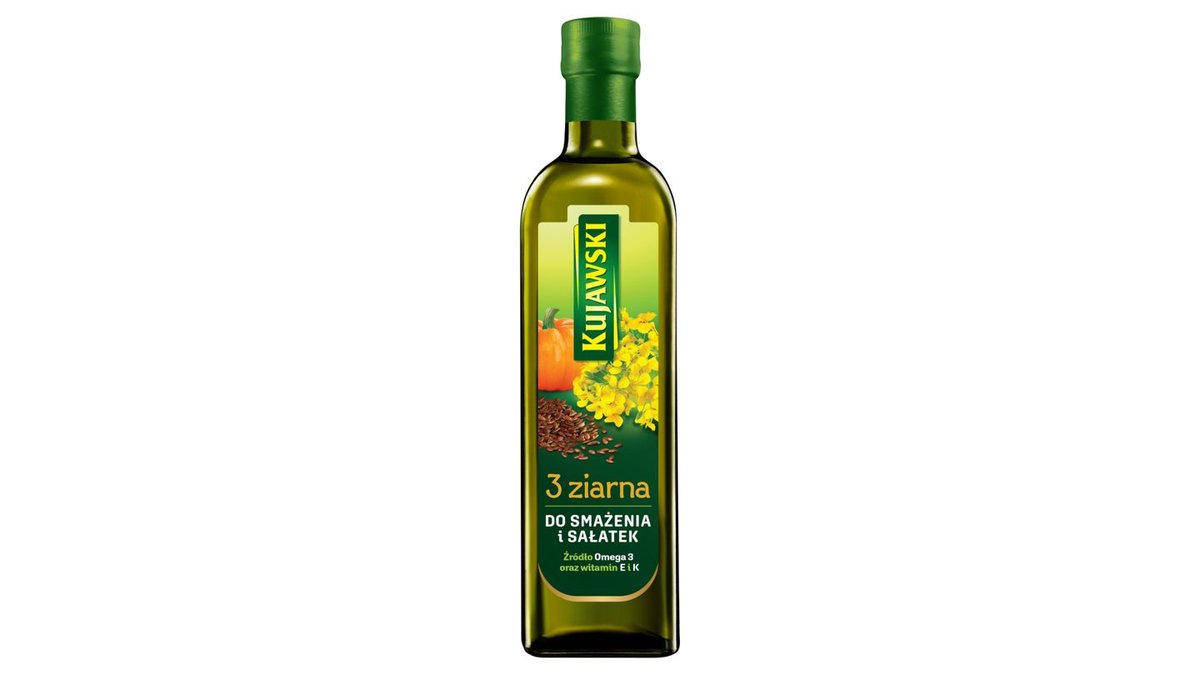 Kujawski 3 ziarna Olej rzepakowy z olejami z lnu i pestek dyni 750 ml