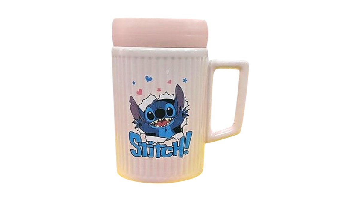 Stitch ceramic cup with lid 8