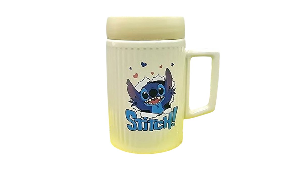 Stitch ceramic cup with lid 5