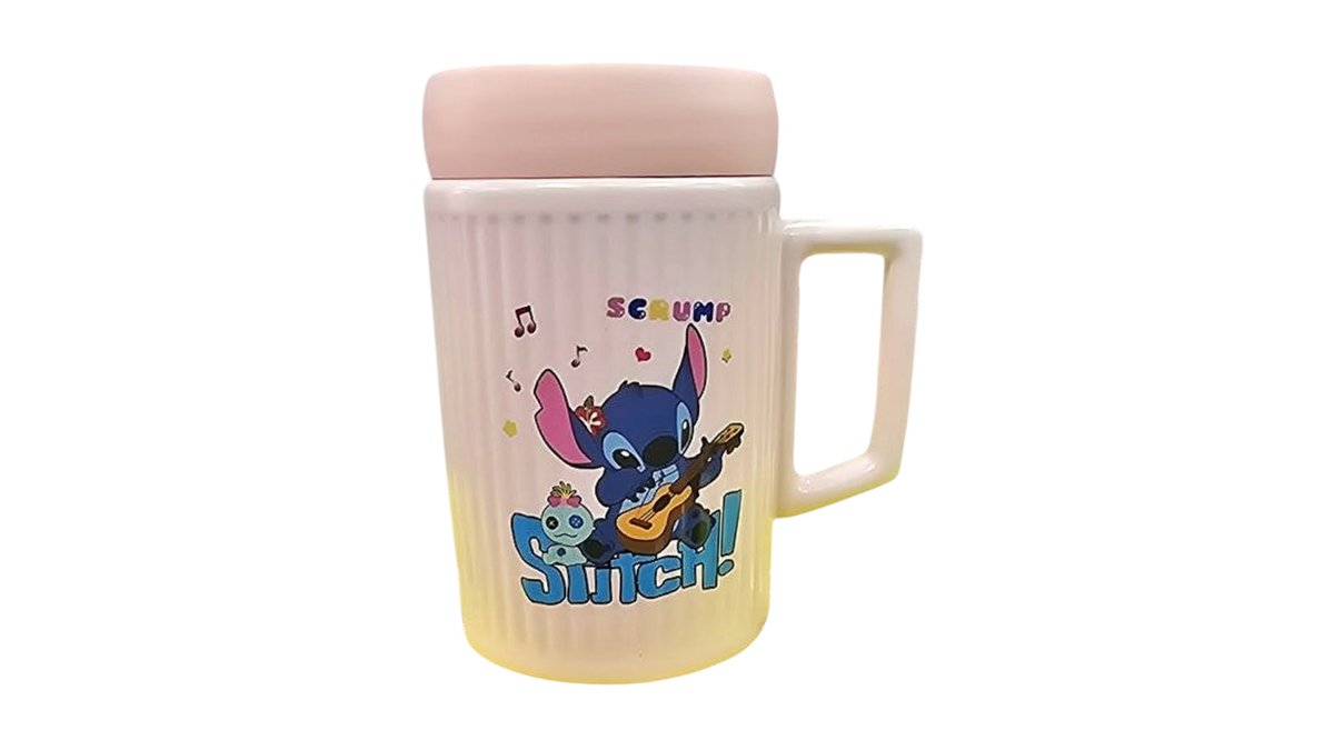 Stitch ceramic cup with lid 7