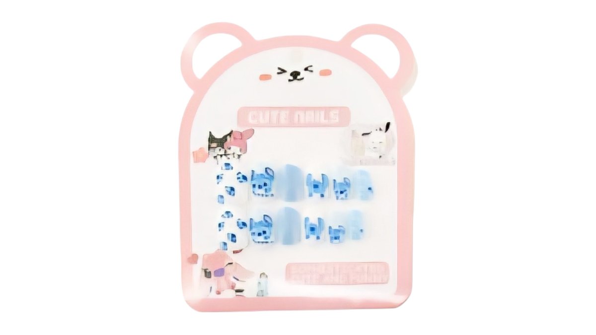 Stitch fake nails Pink packet Blue nails