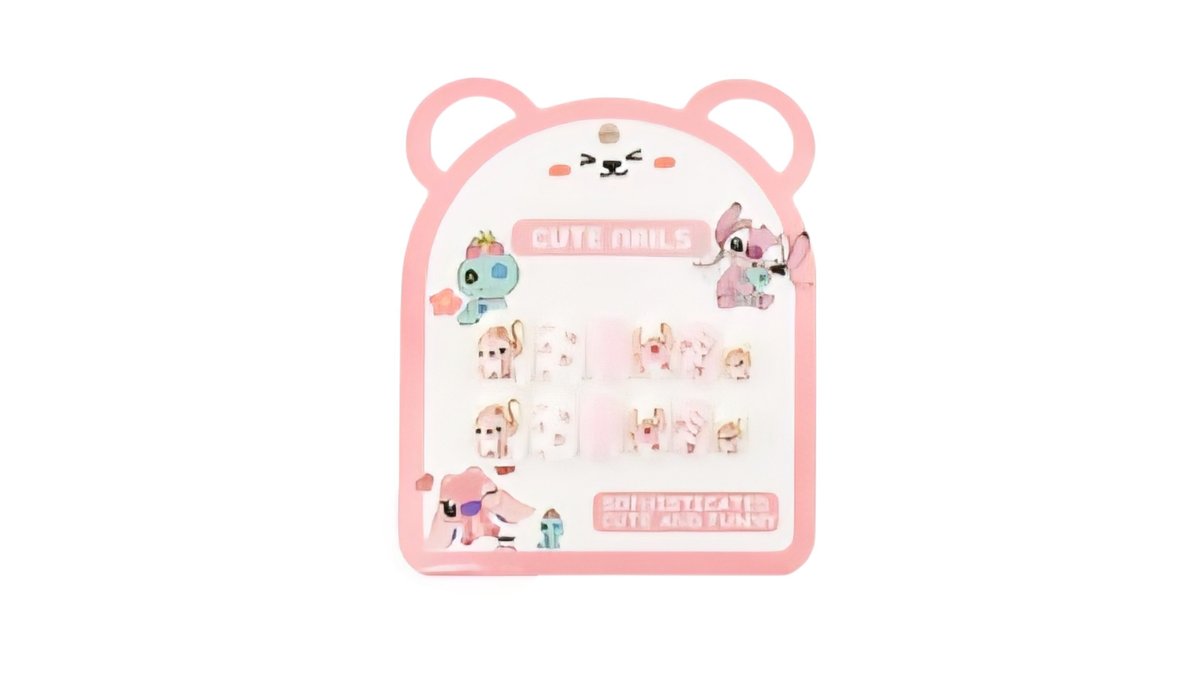 Stitch fake nails Pink packet Pink nails