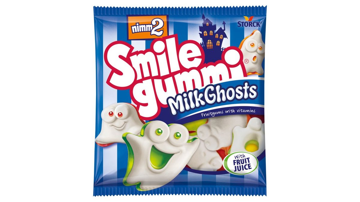 nimm2 Smilegummi Milk Ghosts želé s odstredeným mliekom, ovocnou príchuťou a vitamínmi 90 g