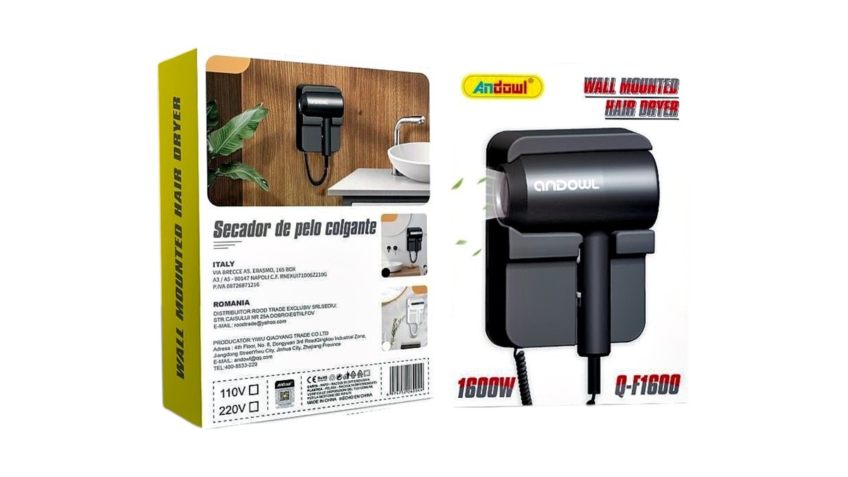 Wall mounted hair dryer