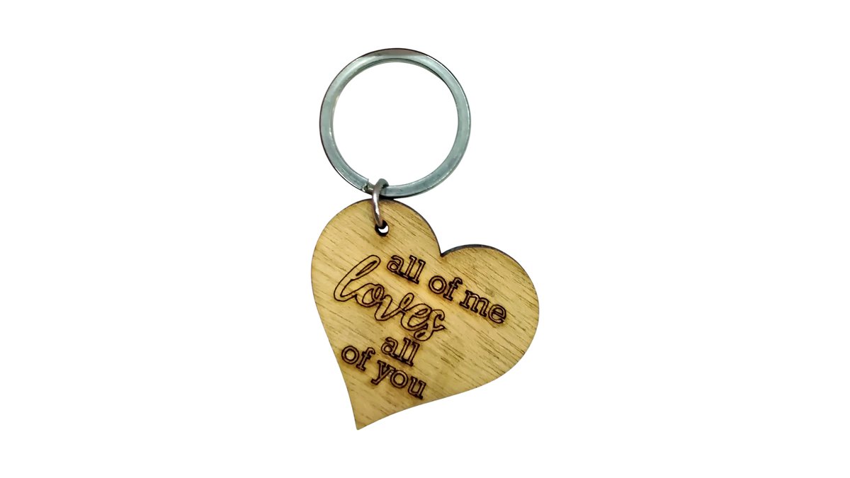Wooden brelock all of me loves all of you in cute giftbox