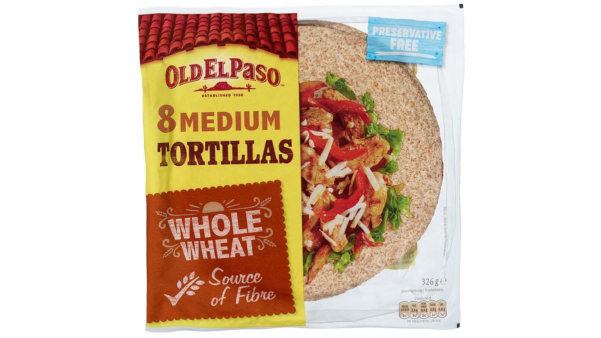 Old El Paso Tortillas Whole Wheat 8 stk, 326 g