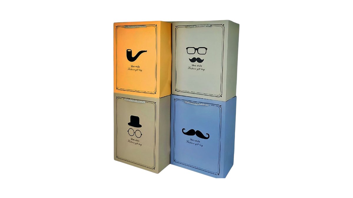 Gift bag for men mustache and glasses