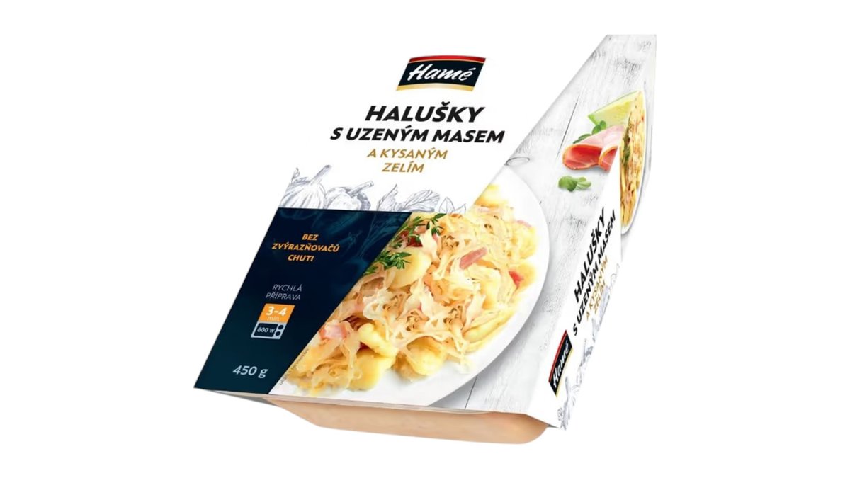 ** Hamé Halušky s údeným mäsom a kyslou kapustou, 450 g