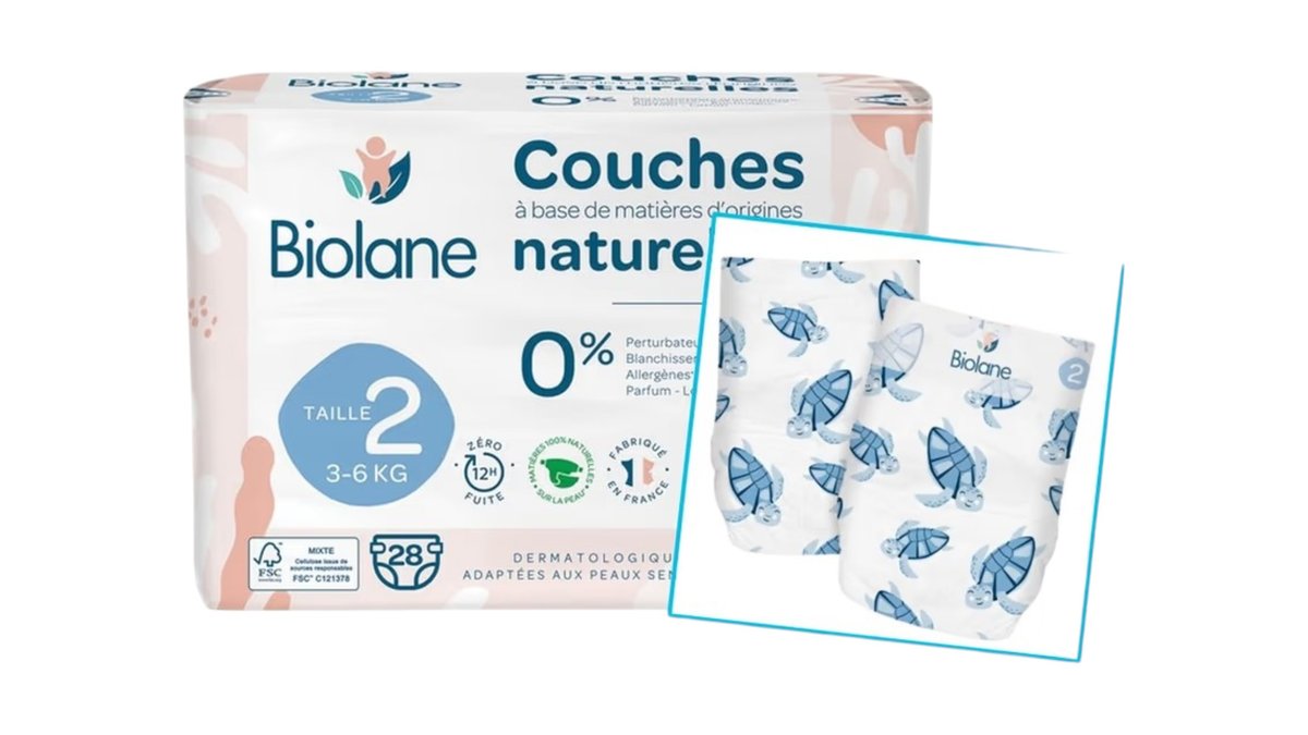 Biolane Detské ekologické plienky veľkosť 2, 3-6 kg, 28 ks