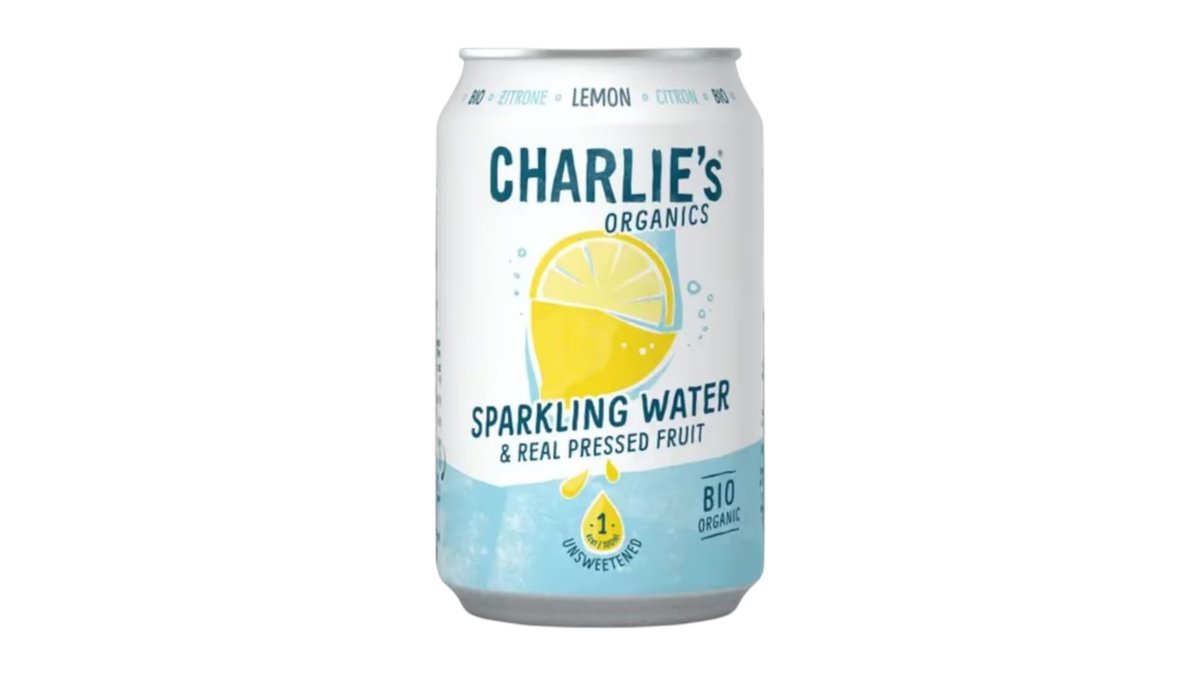 Charlie's Organics sýtená pitná voda s citrónovou šťavou, 330 ml