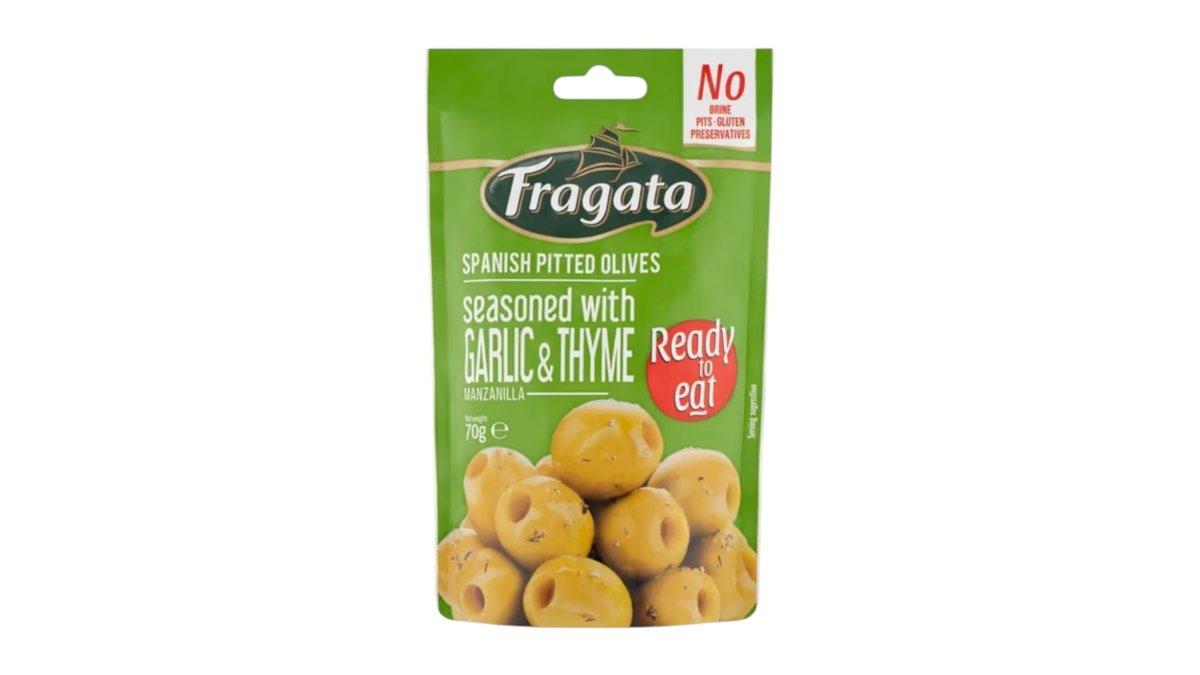 Fragata Ready to eat Zelené olivy s cesnakom a tymiánom, 70 g