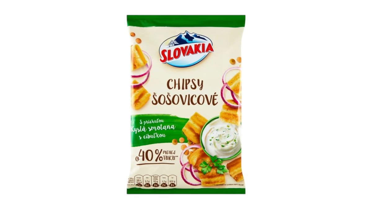 Slovakia Šošovicové chipsy, kyslá smotana s cibuľkou, 65 g