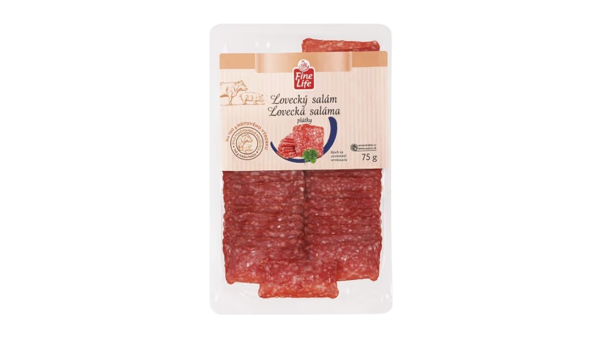 Fine Life Lovecká saláma plátky, 75 g
