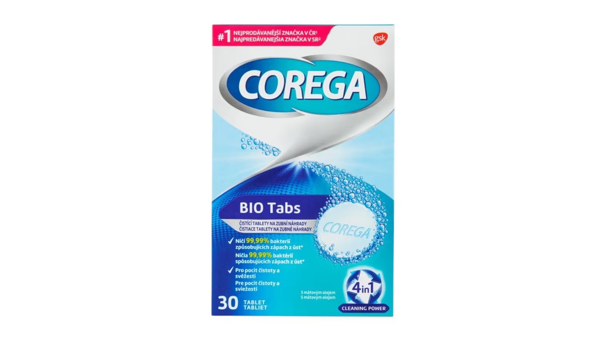 Corega Čistiace tablety na zubné náhrady Bio tabs, 30 ks