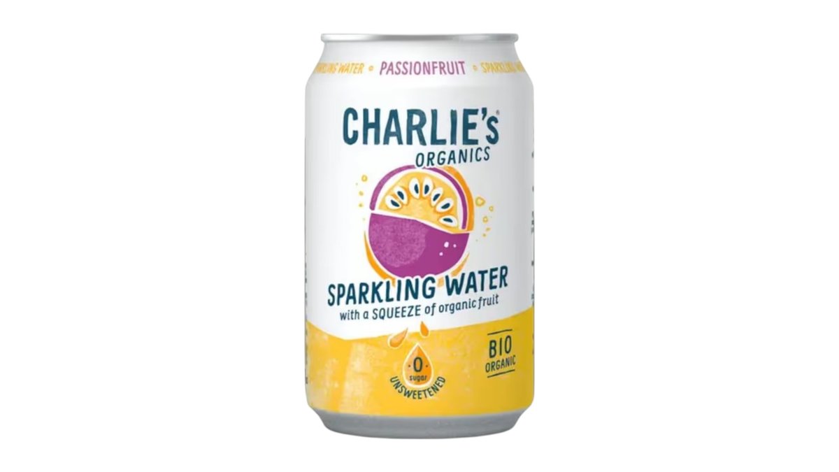 Charlie's Organics sýtená pitná voda s mučenkovou šťavou, 330 ml
