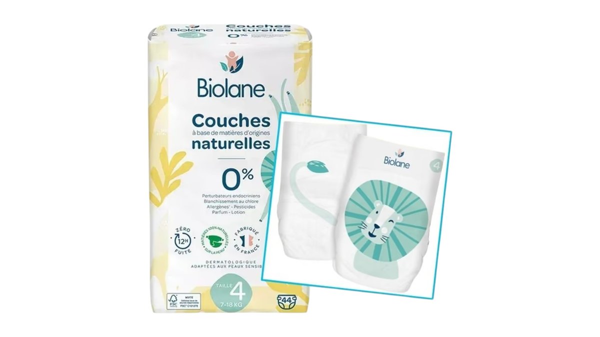 Biolane Detské ekologické plienky veľkosť 4, 7-18 kg, 44 ks