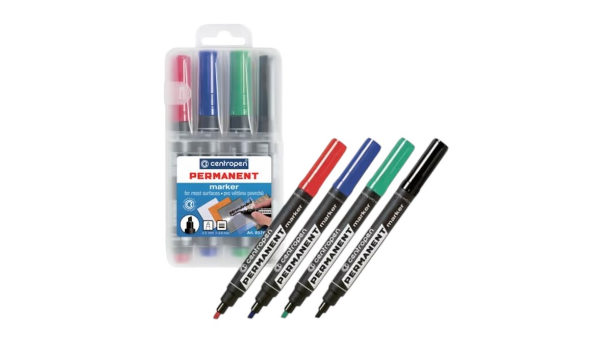 Centropen 8576 Permanentný popisovač, hrubý, balenie 4 farieb, 4 ks