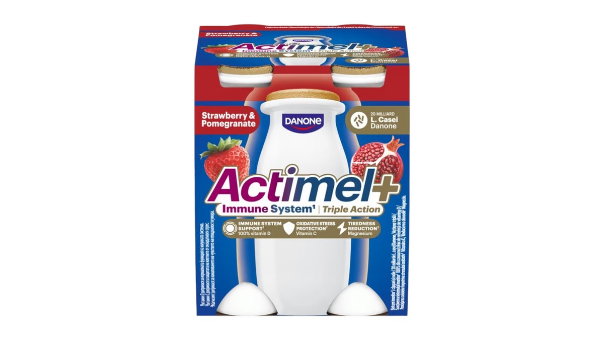** Actimel Triple action Jogurtový nápoj, jahoda-granátové jablko, 4 x 100 g