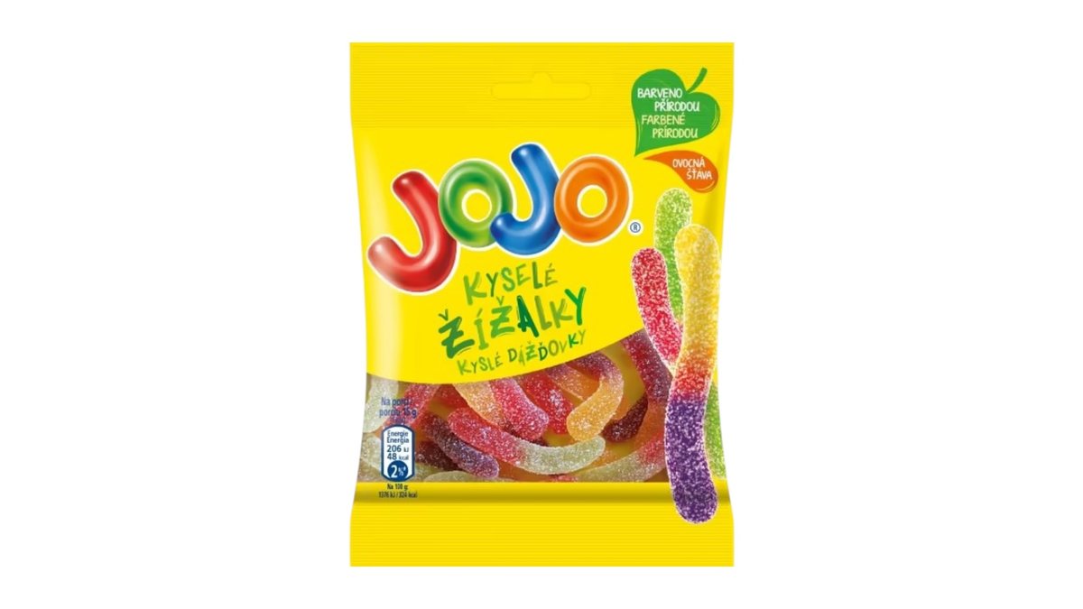 Jojo Kyslé dážďovky želé cukríky s ovocnými príchuťami, 80 g