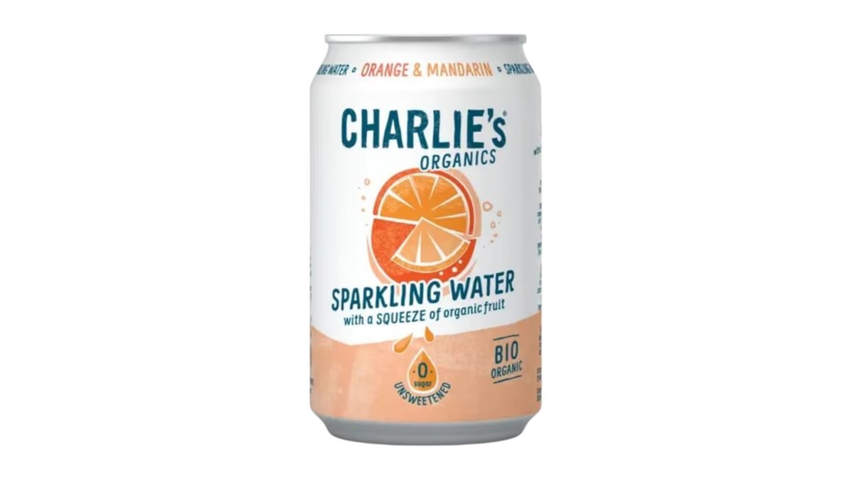 Charlie's Organics sýtená pitná voda s pomarančovou a mandarinkovou šťavou, 330 ml