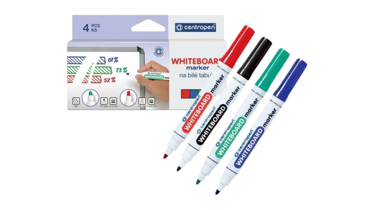 Centropen 8559 Popisovač na biele tabule, balenie 4 farieb, 4 ks