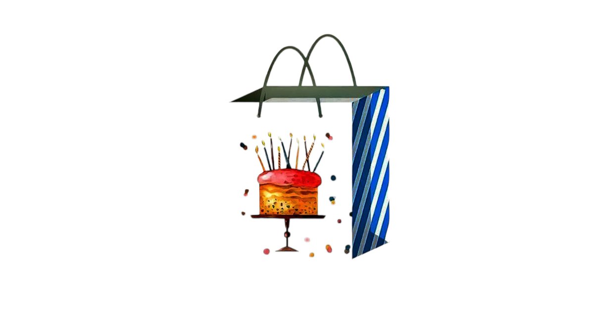 Gift bag pink birthday cake