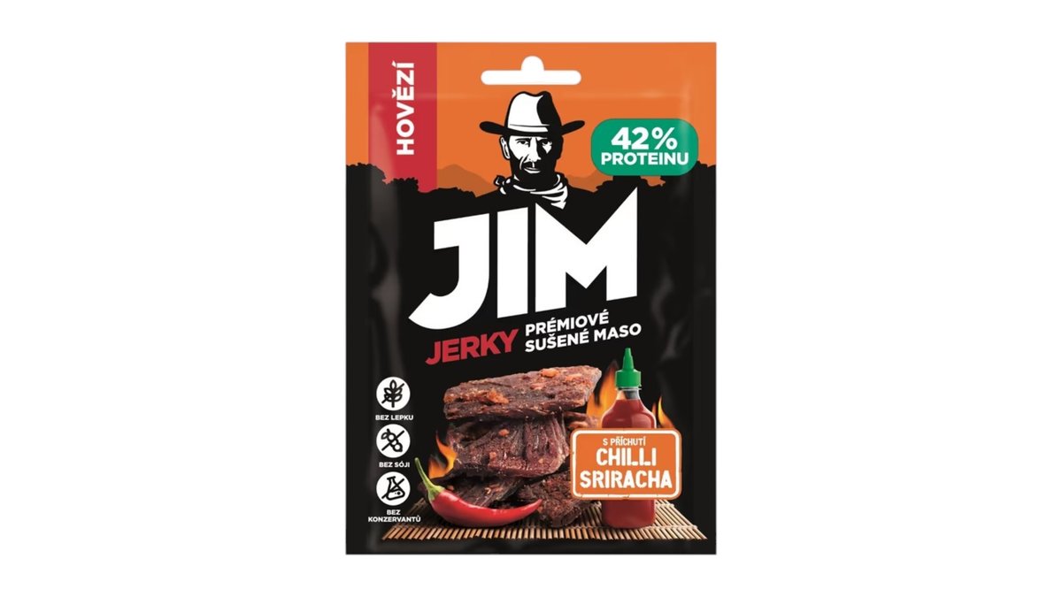 Jim Jerky Sušené mäso, hovädzie chilli Sriracha, 23 g