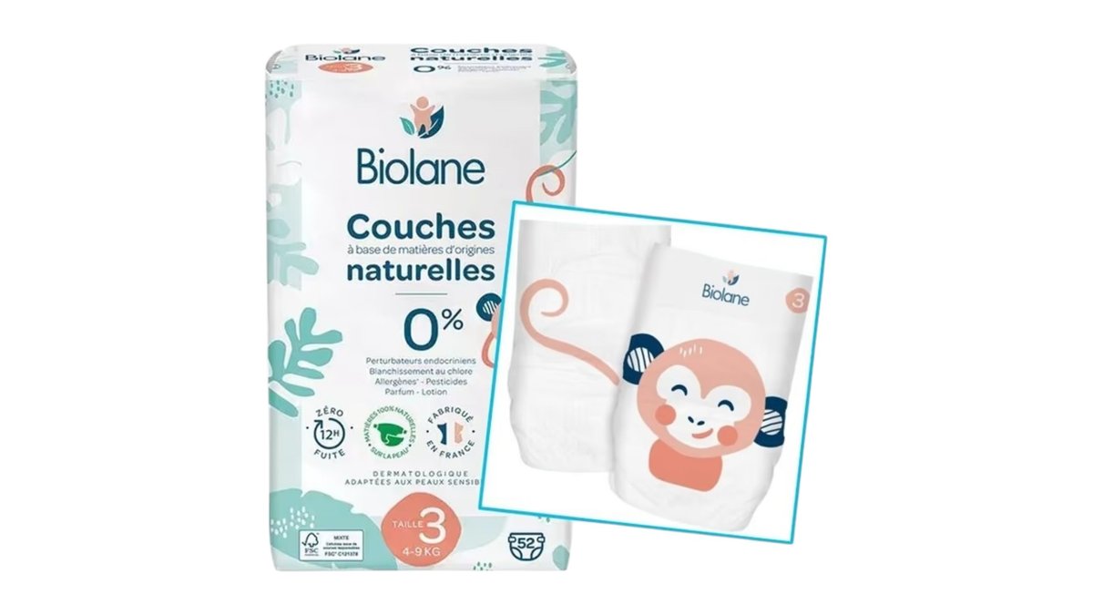 Biolane Detské ekologické plienky veľkosť 3, 4-9 kg, 52 ks