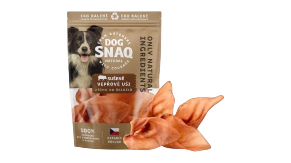 Natural Snaq pochúťka pes ucho bravčové sušené, 4 ks