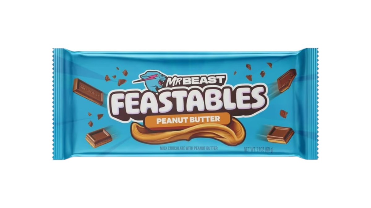MrBeast Feastables Deez Nuts mliečna čokoláda s náplňou z arašidového masla, 60 g