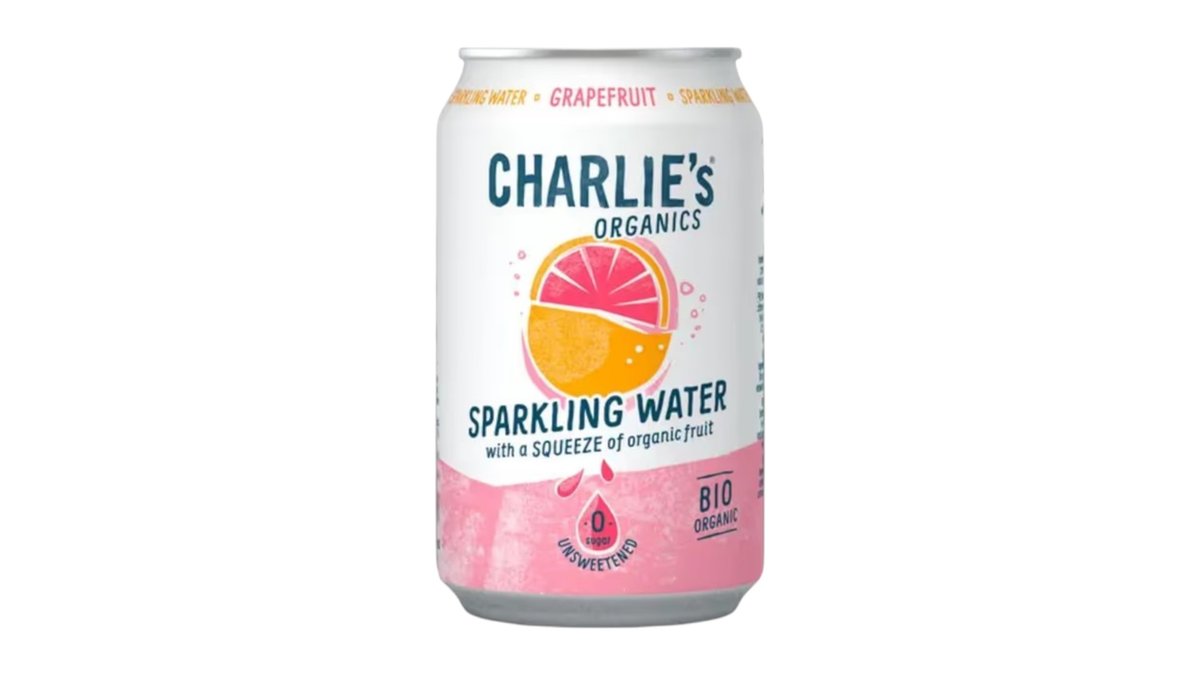 Charlie's Organics sýtená pitná voda s grepovou šťavou, 330 ml