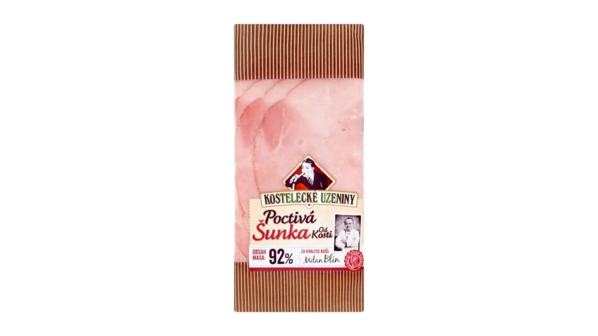 Kostelecké uzeniny Poctivá šunka od kosti, 100 g