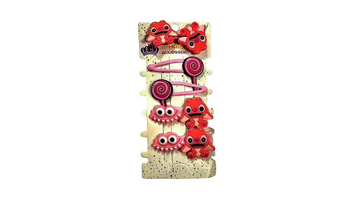 Stitch hair clips pink