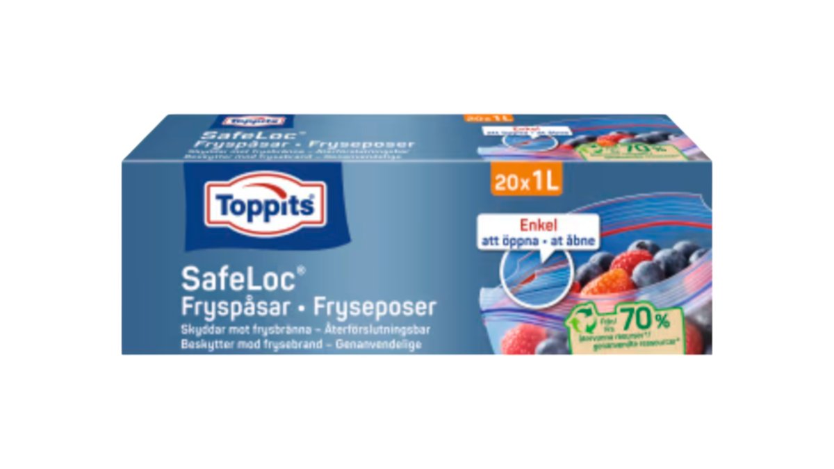 Toppits Fryspåsar SafeLoc 1 l, 20-pack