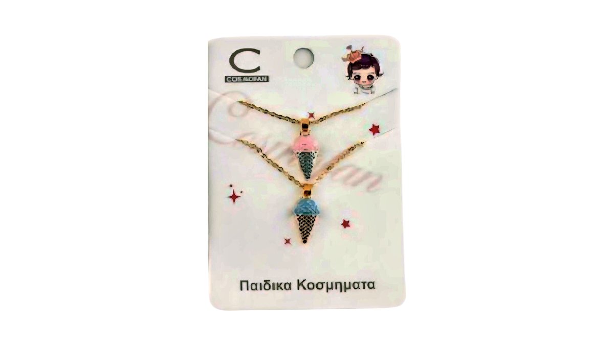 Kid’s necklace ice cream pink and blue