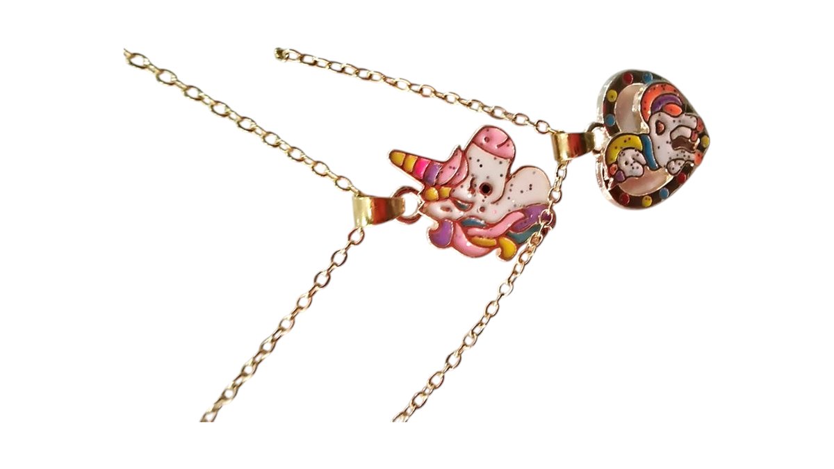 Kid’s necklace unicorn and heart unicorm