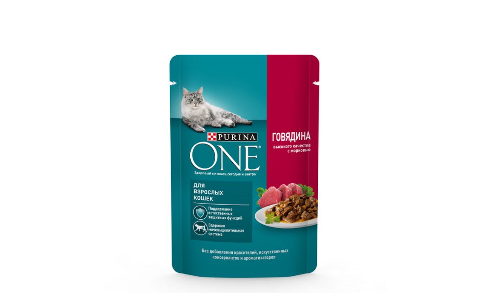 Корм для взрослых кошек Purina One с говядиной 75 г
